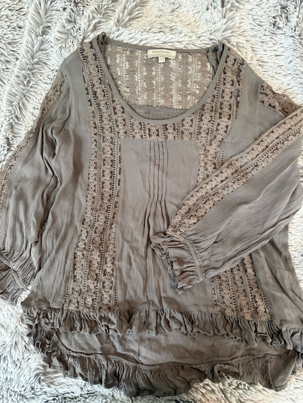 Cost Plus World Market Lace-Trim Peasant Blouse